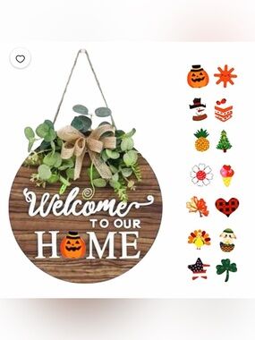 Welcome to Our Home Hanging Sign with Greenery - Rustic Wall Decor